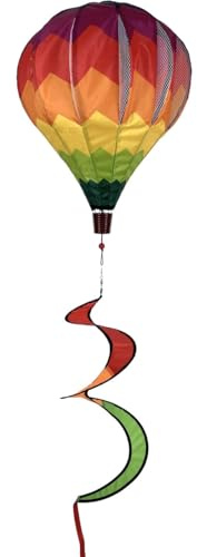 Briarwood Lane Summer Hot Air Balloon Spinner Wind Twister 54x12 Chevron Rainbow Deluxe for Summer Balloon