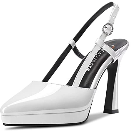 Castamere Femmes Haut High Aiguille Plate-Forme Talon Heel Pointu Bout Slingback Slip-on Escarpins Mariage Dress 10 CM Heels