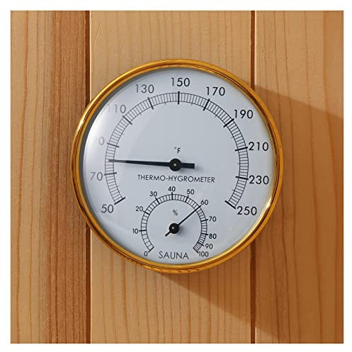 amocane Termómetro de sauna 2 en 1 Fahrenheit termómetro higrómetro para sala de sauna interior accesorios de sauna para vapor