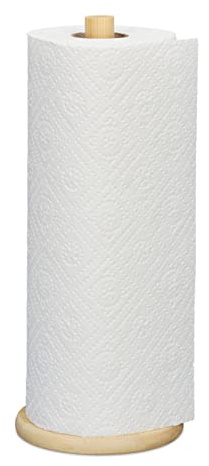 Relaxdays Küchenrollenhalter stehend, Bambus, Rollenhalter für Küche, H x D: 28 x 11,5 cm, Küchenrollenständer, Natur