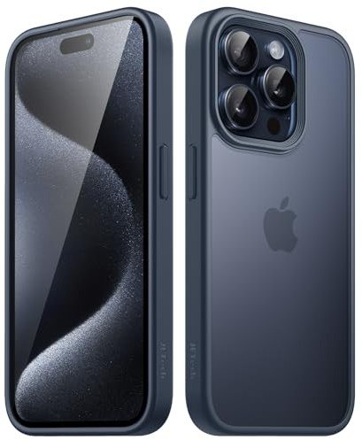JETech Matt Hülle für iPhone 15 Pro Max 6,7 Zoll, Stoßfest Militärstandard FallSchutz Handyhülle, Mattierte Rückseite Schutzhülle, Anti-Fingerabdruck (Sturmblau)