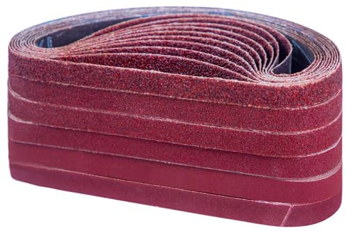 Lot de 30 bandes abrasives de 15 x 457 mm (5 de chaque grain 40/60/80/120/180/240) pour meulage, affûtage et polissage (75 x 533 mm)