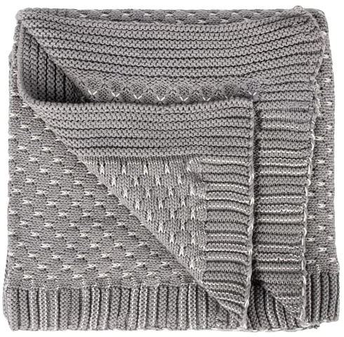 Betty Bean | Babydecke aus Baumwolle, gestrickt, 80×100 cm, Öko-Tex | Für Kinderwagen, Babybett & Kuschelzeit, weich, atmungsaktiv, Geschenkbox inklusive