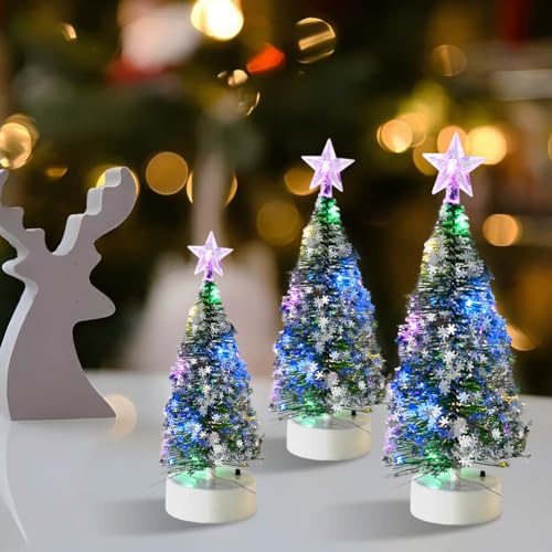 árbol de Navidad Artificial 3 Piezas de árbol de Navidad de Mesa con Luces Decoración de Fiesta de Navidad Adornos de Mesa en Miniatura Oficina en Casa Decoración Mini Escritorio de Navidad (B)