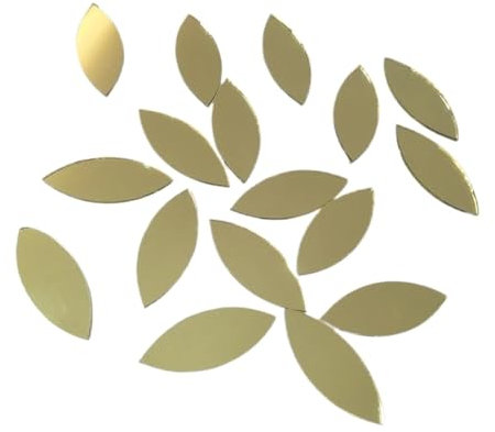 Mosaiksteine Zum Basteln 120pcs Glass Mosaic Tiles Petal Leaves, Glass Supplies for Crafts, Craft Mirrors, Mirror Embellishments(Gold Mirror)
