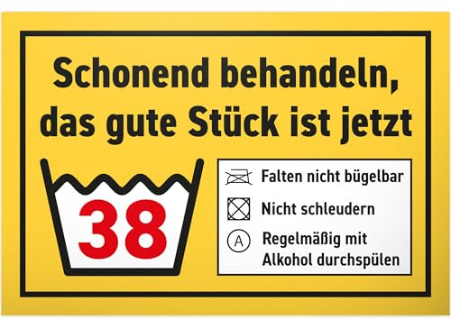 DankeDir! Schonend behandeln gute Stück - 30 x 20 cm Schild - Geburtstagsgeschenk 38er 38 Jahre Männer & Frauen 38. Geburtstag Geschenk - Geburtstagsdeko Partydeko Geburtstagskarte Geschenkidee