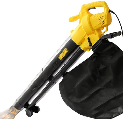 Soplador y aspirador de hojas de jardín 3 en 1, trituradora de hojas al vacío, aspirador y sopladores de jardín con cable con bolsa recolectora de hojas de 35 litros y correa de transporte, relación