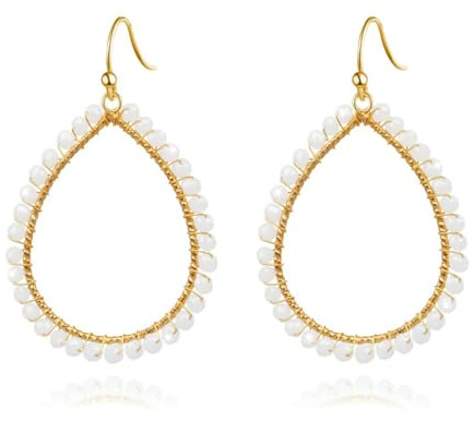 KBRPEY Ohrringe für Damen Mädchen Bunte Kristall Perle Ohrringe Tropfen Elegante Böhmische Modeschmuck Geschenke Zubehör für Valentinstag Geburtstag