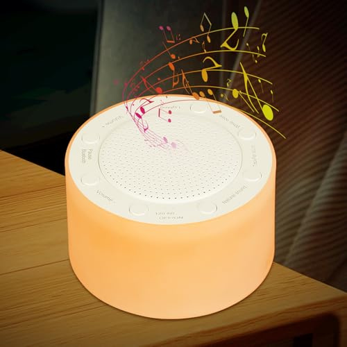 Alaoo Macchina Rumore Bianco,14 Suoni Rilassanti, USB Ricaricabile,Cilindro | Portatile Rumore Bianco per Dormire, Luminosità Regolabile Macchina Rumori Bianchi, Rumore per Bambini e Adulti