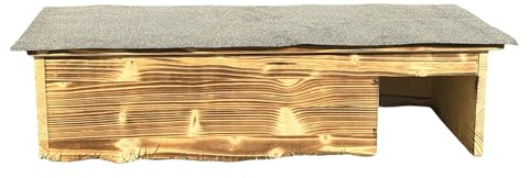 Schildkrötenhaus XXL Holz-Terrarium mit Dachpappe und Isolierung Gratis Heu und Stroh 84x40x22cm Handgefertigt und fertig montiert