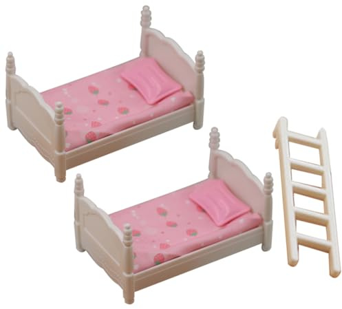 Abaodam 1 Satz Mini-schlafzimmerbett Puppenbett Zubehör Für Puppenstubenmöbel Etagenbett Für Babypuppen Mini-etagenbett-puppenbausatz Miniatur-Puppen-etagenbett Puppenhausmöbel Stoff