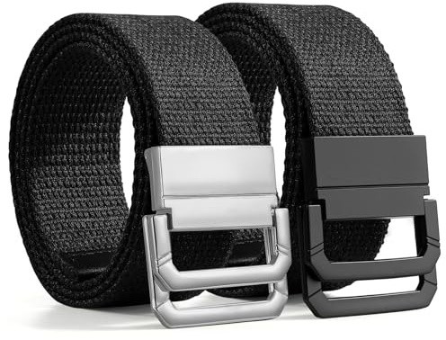 SANSTHS Stoffgürtel Herren Stufenlos Verstellbar Canvas Gürtel Ohne Löcher | ohne Löcher mit doppel D-Ring Schnelle, gürtel stoff herren für Arbeitshosen, Alltag Outdoor Camping Sport, Cargohosen