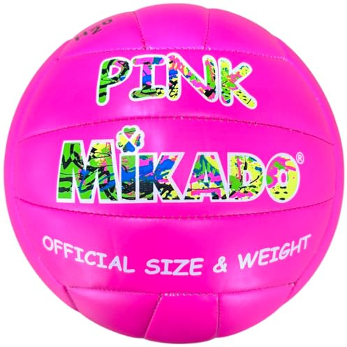 Mikado Sport Beach Volleyboll - Volleyboll officiell storlek och vikt - boll för volleyboll för strand, hav, trädgård och fritid (rosa)