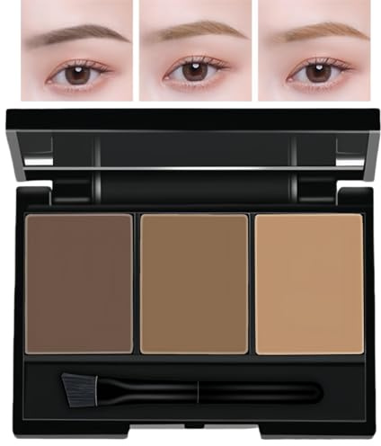 Eyebrow Powder Brow Shaping Kit,Eyebrow Powder Sculpting Kit,Eyeb/row Pow/der Palette Set With Brush and Mir/ror for Defining,Available in Dark & Light Brown Shades,3 Colors Eyeb/row Shaping Ki/t#01
