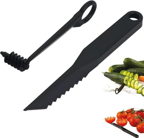 Dual-Function Vegetable Cutter Set | Handheld Fruit/Vegetable Spiral Slicer and V-Slicer | Watermelon, Potato and Zucchini Prep Tool