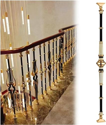 Ringhiera in alluminio Ringhiera quadrata in oro nero con staffe inclinabili e base, colonna for ringhiera della piattaforma del corridoio interno della soffitta Ringhiera per scala(Style-b)