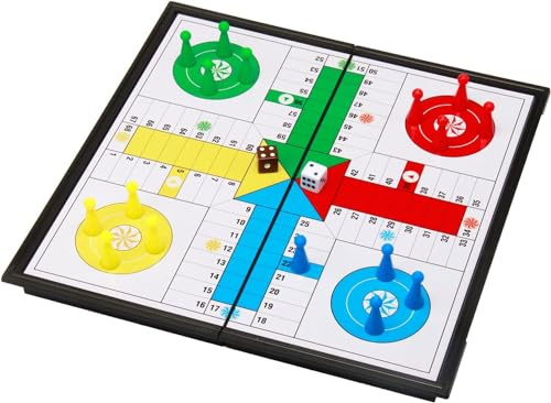 Parchís Plegable Magnético de Viaje – Juego de Mesa Clásico Portátil – Mini Tablero 25 cm – Juego de Estrategia para Niños y Adultos