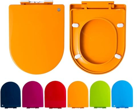 Sedile WC con Chiusura Ammortizzata e sgancio rapido - Design Facile da Pulire, Sedile WC colorato con Semplice Fissaggio iore