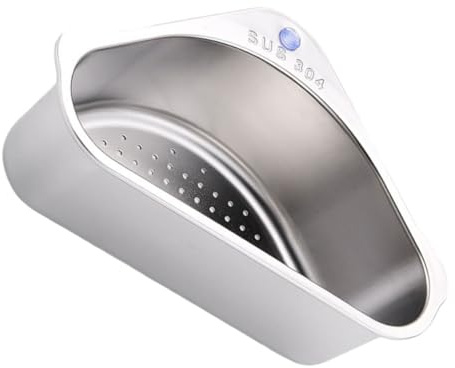 OKUMEYR Cesta de Escurrido Triangular de Acero Inoxidable Ventosa Estante Multiusos para Fregadero Escurridor Rápido para Frutas y Verduras Resistente Corrosión