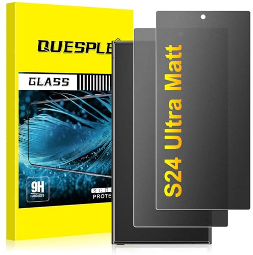 QUESPLE [2 Stück] Matt Panzerglas Sichtschutz für Samsung Galaxy S24 Ultra, 28° Anti Spähen Blendschutz Matte Schutzfolie, Anti-Fingerabdruck, Blendschutz, Fingerabdruck-ID Unterstützen