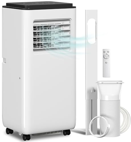 HOMCOM Aire Acondicionado Móvil 9000BTU 2,6 KW, Aire Acondicionado Portátil 5 en 1 Refrigeración, Deshumidificador, Ventilador, Automático, Modo Nocturno, Control Remoto 2 Velocidades, Temporizador