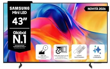 Samsung UE43M70HAUXZT - Smart TV 43 Pollici 4K 3840 x 2160 LED DVB-T2 Wifi Nero Classe Energetica F