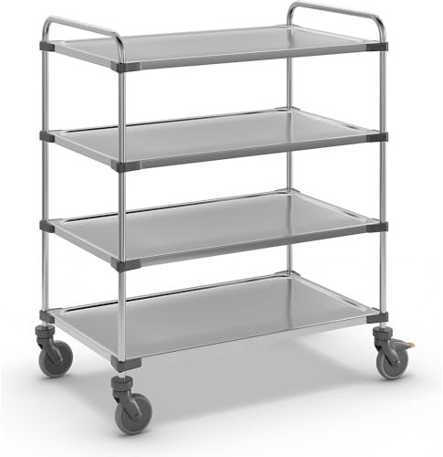 kaiserkraft | Edelstahl-Tischwagen VARITHEK SERVO+ | LxBxH 1070 x 670 x 1260 mm | Ladefläche 1000 x 600 mm | 4 Etagen | Tragfähigkeit 160 kg