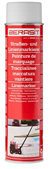 BERASIT Markierungsspray Bodenmarkierung, professioneller Straßen- und Linienmarkierer, wetterbeständig, schnell trocknend, 600 ml, Versandeinheit=6 Dosen (weiß)
