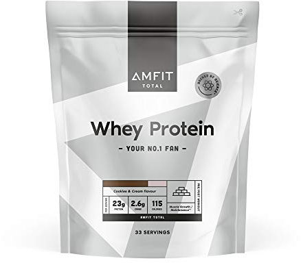 Amazon Brand - Amfit Nutrition Whey Protein Powder, Cookies & Cream , 1kg (33 servings)