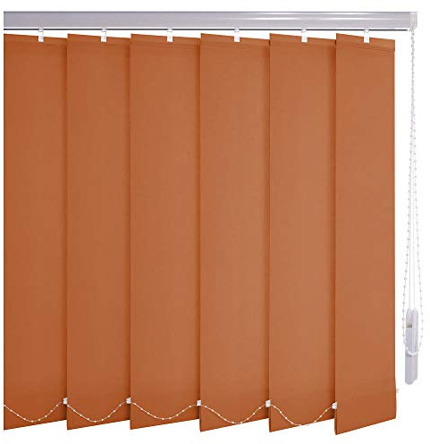 Sonnenschutz-HH® - Lamellenvorhang orange-terracotta - Breite 385 cm x 220 cm Höhe - Office Verdunkelungslamellen für Bildschirmarbeitsplätze Lamellenbreite 127mm Vertikaljalousie Vertikalanlage