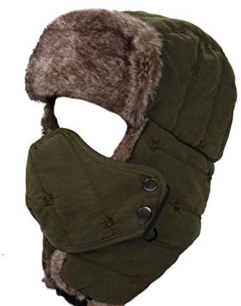 Amorar Fliegermütze Pilotenmütze, Amorar Wintermütze Outdoor Sport Beanie Fellmütze Trappermütze Bomber Hut Ohrenschützer mit Gesichtsmaske Russische Mütze Ski-Reitmütze für Herren Damen