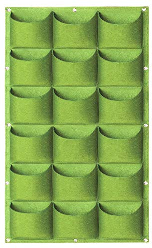 WHATWEARS Hanging Planting Grow Bags, 18 Pockets Hanging Vertical Wall Planter Wall Mounted Grow Bag Outdoor Indoor Gardening Vertical Greening Flower Container, Planting Bags(1.0 m × 0.5 m, Green)