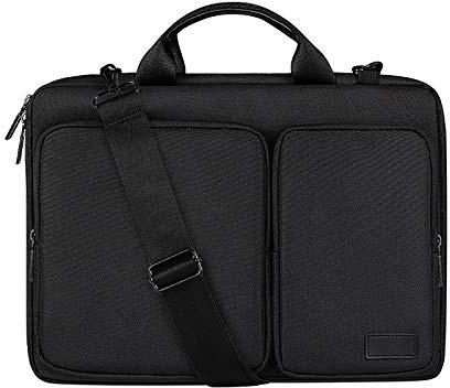 Sacoche pour Ordinateur Portable Sac à Bandoulière Multifonctionnel Sac à Main Housse de Protection pour Ordinateur Pochette PC Portable Hommes/Femmes/Affaires 15.6 Noir