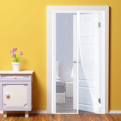 GOUTUI Magnet Fliegengitter Balkontür 80x210cm Luft kann frei strömen Moskitonetz Für Balkontür Easy Install - Ohne Bohren für Balkontür Wohnzimmer Schiebetür Flure Türen, Weiß A