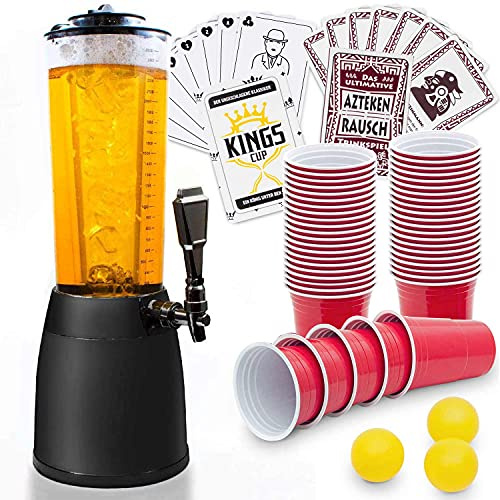 Columna de cerveza de culto, 4,0 l, columna de hidratación, dispensador de bebidas, columna de 1,3 l de refrigeración (1 torre de cerveza negra + 50 vasos de bebidas + 2 juegos)