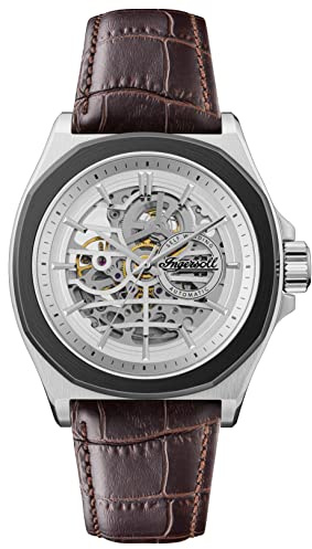 Ingersoll 1892 Automatikuhr The Orville für Herren mit weißem Zifferblatt und dunkelbraunem Lederarmband I09306