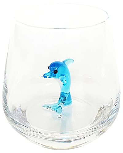 HeguSun Vaso de beber 3D con bonito animal en el interior, figura de cristal hecho a mano, vidrio sin tallo para agua, vino, leche, bebidas