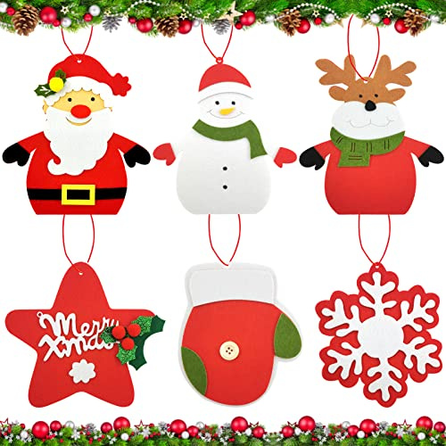 TOPJOWGA Bastelset Weihnachten, 6 Stück Basteln zu Weihnachten für Kinder, Filz Bastelset, Anhänger Basteln Kinder, Weihnachtsbaum Deko Handarbeit Bastelset Geschenk