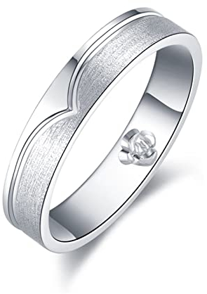 Ehering Platin, Eheringe Vintage Weißes Gold Einfacher Kreis Verlobungsring Verlobung Geschenk für Frauen Größe 60 (19.1)