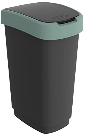 Rotho Poubelle oscillante Twist - 10 l - Noir misletoe green