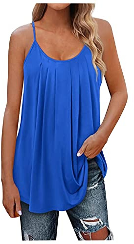 Caracos Femme Leger Classique Gilet Sportif Caracos Bretelles Fines Slim FI Tunique Femme Fleurie Ete Bleu