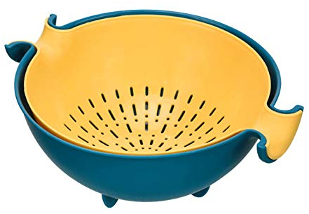Filtri e scolapasta Pasta 2 in 1 Colino da cucina con manico Cestello di scarico in plastica girevole rotondo Cestello per lavare i piatti per lavare frutta e verdura in cucina Scolapasta e scolapasta