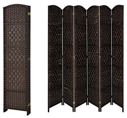 Multigot 6 Panel Room Divider, Folding Privacy Protection Screen, Free Standing Decorative Separator for Bedroom Living Room Office (Brown)