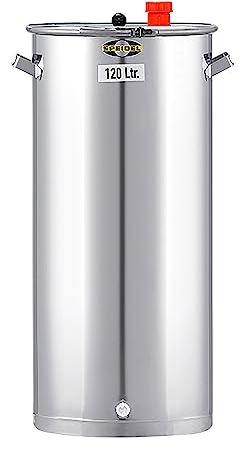 Speidel Gärbehälter Edelstahl 440 mm D, 120 Liter, Universalfass V2A Edelstahl für Lagerung, Transport und Vergären von Most, Wein, Saft, Gärfass Edelstahl 120L