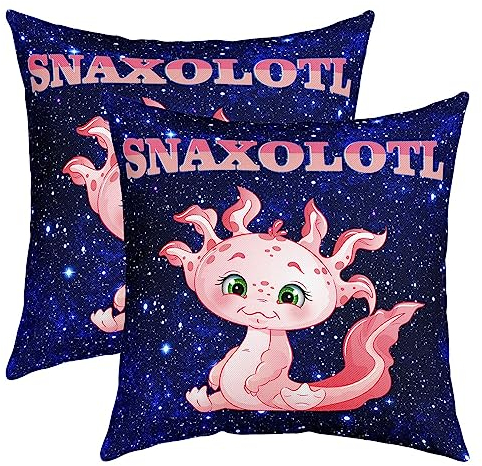 Loussiesd Galaxy Axolotl - Set di 2 federe decorative per divano, motivo: salamandra, per bambini, 55,9 x 55,9 cm, motivo: salamandra