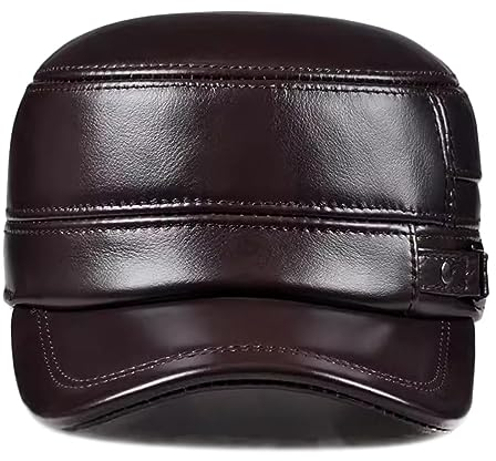 ZMNKH Military Cap Herren Army Cap Leder Basecap Vintage Sports Outdoor Kappe Schirmmütze Baseballmütze Ledermütze