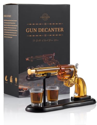 Gifts for Men Dad, Gun Whiskey Decanter Set with Shot Glasses, Unique Western Cowboy Style, Birthday Gift Ideas for Him, Liquor Decanter for Bourbon Alcohol Tequila, Liquor Dispenser Home Bar Drinking