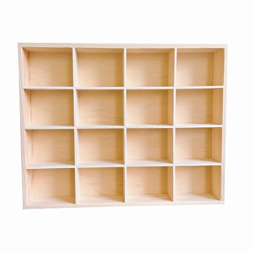 LONG TAO 1 x 34,9 x 27,7 x 5,1 cm Holz-Trennwand, Präsentationstablett, Displayhalter, Tischbox mit 16 Fächern für Zuhause, Handwerk, Büro, Küche