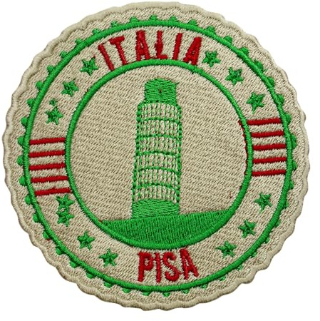 Reise-Patch, Motiv: Pisa-Turm, grooviger Aufnäher, bestickt, zum Aufbügeln oder Aufnähen, Abzeichen für Kleidung usw., 9 cm
