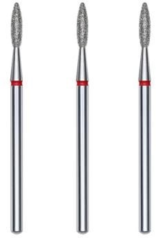 STALEKS PRO set med 3 diamantfräsar för nagelband, 2,1 x 0,8 mm rundad flamform (finkorn)